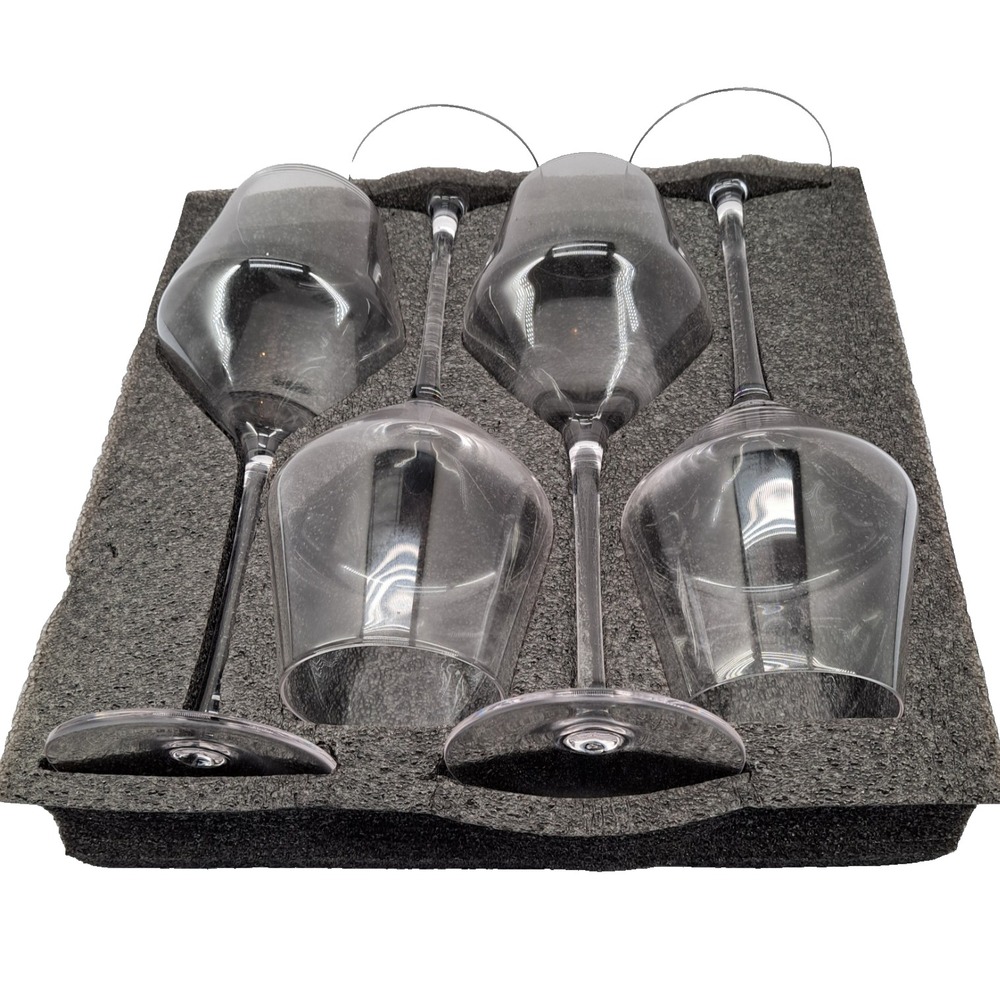 Ravndox Vinoluxe Red Wine Crystal Glasses Hand Blown Stemmed Set of 4 Classic
